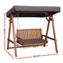 3 Seater Canopy Swing Chair Outdoor Wooden Garden Patio Swing Bed Teak