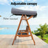 3 Seater Canopy Swing Chair Outdoor Wooden Garden Patio Swing Bed Teak