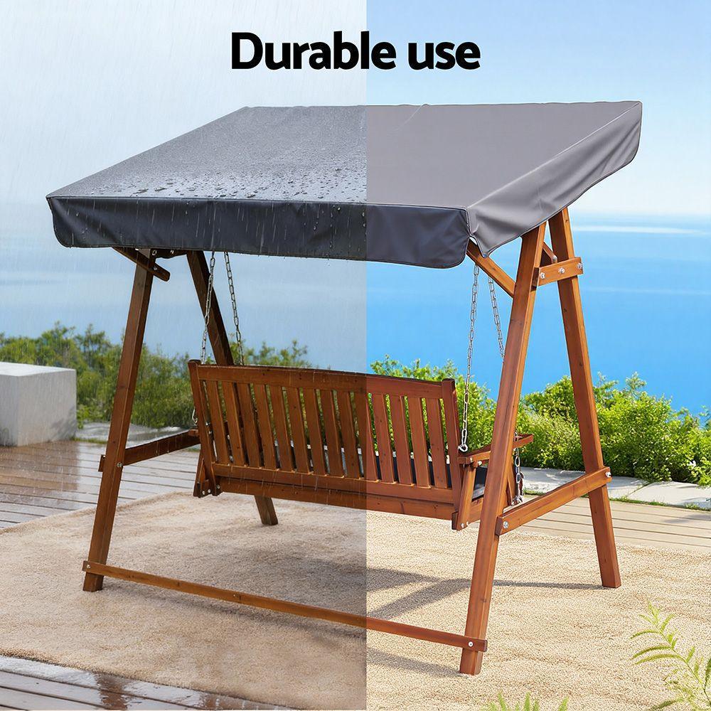 3 Seater Canopy Swing Chair Outdoor Wooden Garden Patio Swing Bed Teak