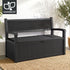 Gardeon 254L Outdoor Storage Bench Box Resin Armrests Backrest Lockable Black