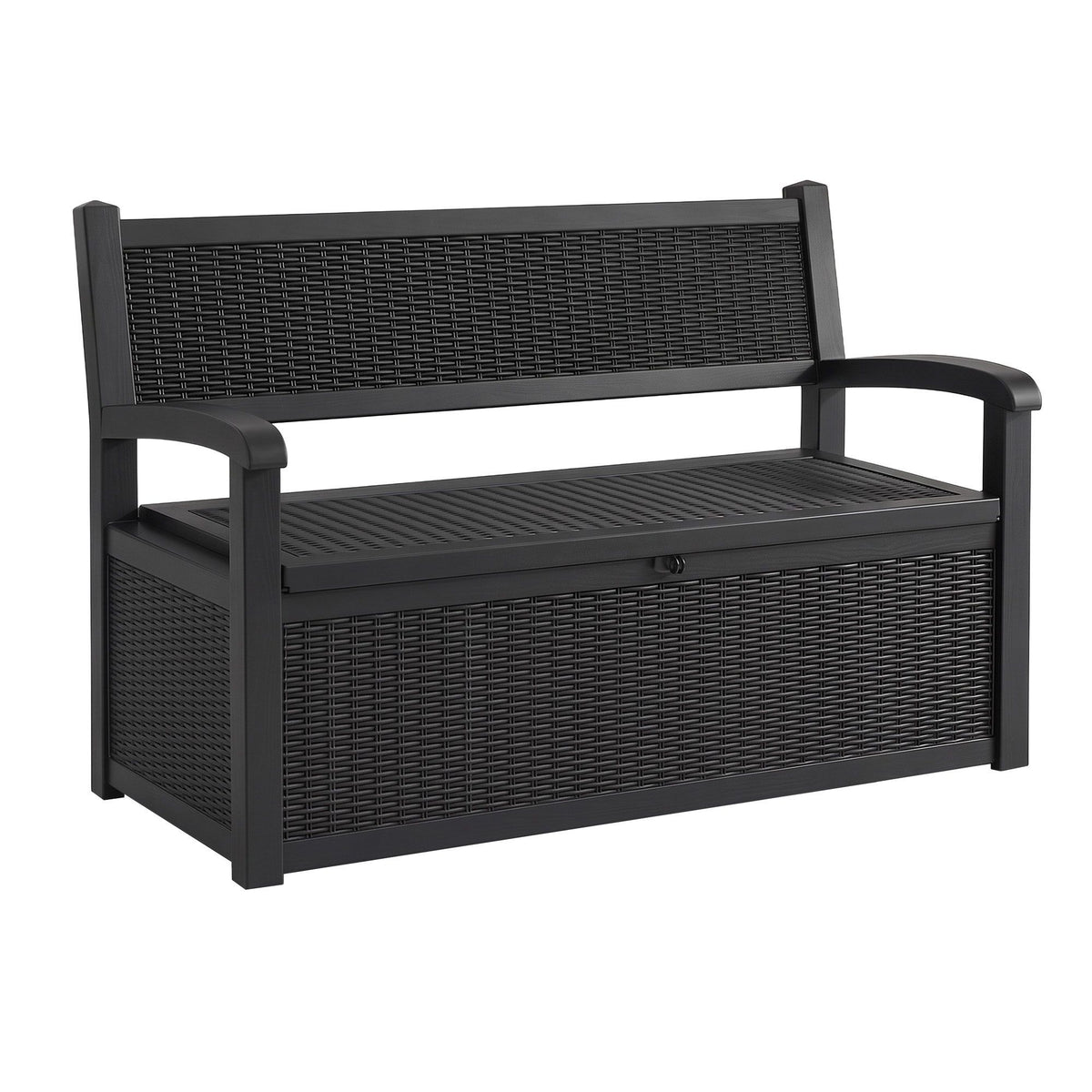 Gardeon 254L Outdoor Storage Bench Box Resin Armrests Backrest Lockable Black