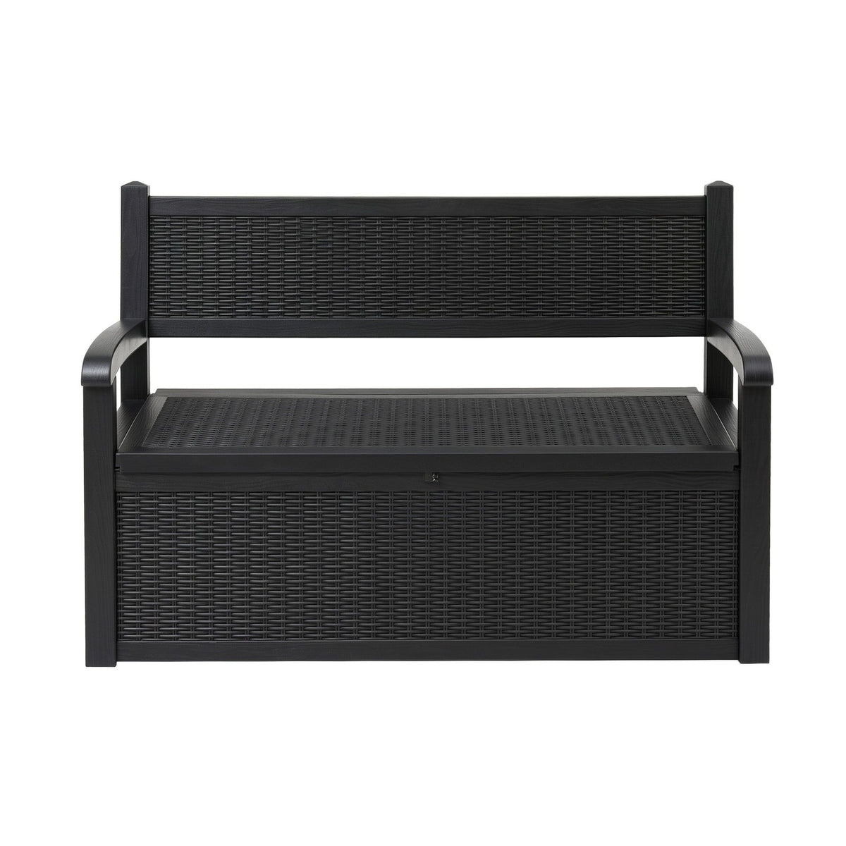 Gardeon 254L Outdoor Storage Bench Box Resin Armrests Backrest Lockable Black