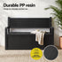 Gardeon 254L Outdoor Storage Bench Box Resin Armrests Backrest Lockable Black
