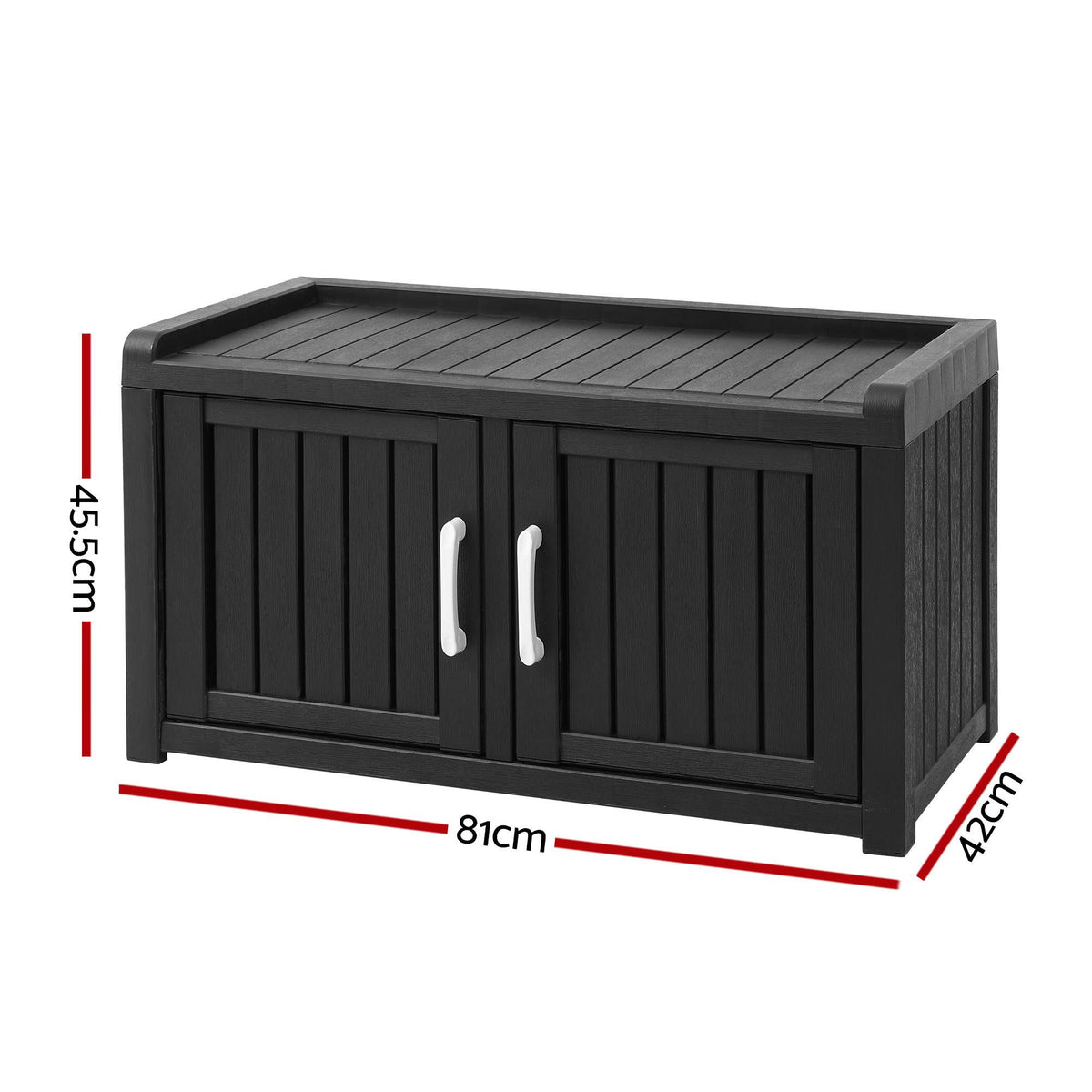 Outdoor Storage Box Bench Shoe Cabinet with Shelf Resin 81cm Black