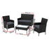 4 Seater Outdoor Sofa Set with Storage Cover Wicker Table Chair Black