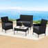 Gardeon 4 Seater Outdoor Sofa Set Wicker Setting Table Chair Furniture Dark Grey