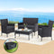 4 Piece Rattan Outdoor Furniture Set Dark Grey Sofa Chairs Table Cushions Cover