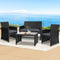 4 PCS Outdoor Sofa Set Rattan Chair Table Setting Garden Furniture Black