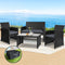 4 Piece Rattan Outdoor Sofa Set with Table Cushions Black Garden Furniture