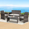 4 Piece Outdoor Wicker Furniture Set Grey Chairs Sofa Coffee Table Patio Set