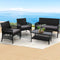 Harp Outdoor Furniture Set PE Wicker Sofa Table Set Black Cushioned Patio