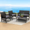 4 Piece Outdoor Wicker Furniture Set PE Rattan Sofa Table Grey