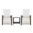 Wicker Recliner Set – 2 Chairs + Side Table, Adjustable, Brown Outdoor