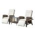 Wicker Recliner Set – 2 Chairs + Side Table, Adjustable, Brown Outdoor