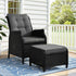 Outdoor Wicker Recliner Chair with Ottoman PE Rattan Adjustable Black