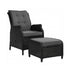 Outdoor Wicker Recliner Chair with Ottoman PE Rattan Adjustable Black