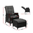 Outdoor Wicker Recliner Chair with Ottoman PE Rattan Adjustable Black