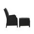Outdoor Wicker Recliner Chair with Ottoman PE Rattan Adjustable Black