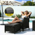 Outdoor Wicker Recliner Chair with Ottoman PE Rattan Adjustable Black