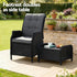 Outdoor Wicker Recliner Chair with Ottoman PE Rattan Adjustable Black