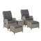 5PC Recliner Chairs Table Sun lounge Wicker Outdoor Furniture Adjustable Grey