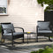 3PC Rocking Chair Table Wicker Outdoor Furniture Patio Bistro Set Black