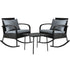 3PC Rocking Chair Table Wicker Outdoor Furniture Patio Bistro Set Black