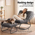 Gardeon Outdoor Rocking Chair with Footrest, Mesh Seat & 12cm Cushion, Grey