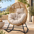 Gardeon Outdoor Egg Rocking Chair PE Rattan Lounger 12cm Cushion 204kg Natural