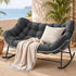 Gardeon Outdoor Rocking Loveseat 2 Seater Wicker Rocking Chair with Cushion Grey