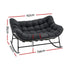 Gardeon Outdoor Rocking Loveseat 2 Seater Wicker Rocking Chair with Cushion Grey