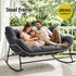 Gardeon Outdoor Rocking Loveseat 2 Seater Wicker Rocking Chair with Cushion Grey