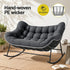 Gardeon Outdoor Rocking Loveseat 2 Seater Wicker Rocking Chair with Cushion Grey