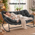 Gardeon Outdoor Rocking Loveseat 2 Seater Wicker Rocking Chair with Cushion Grey