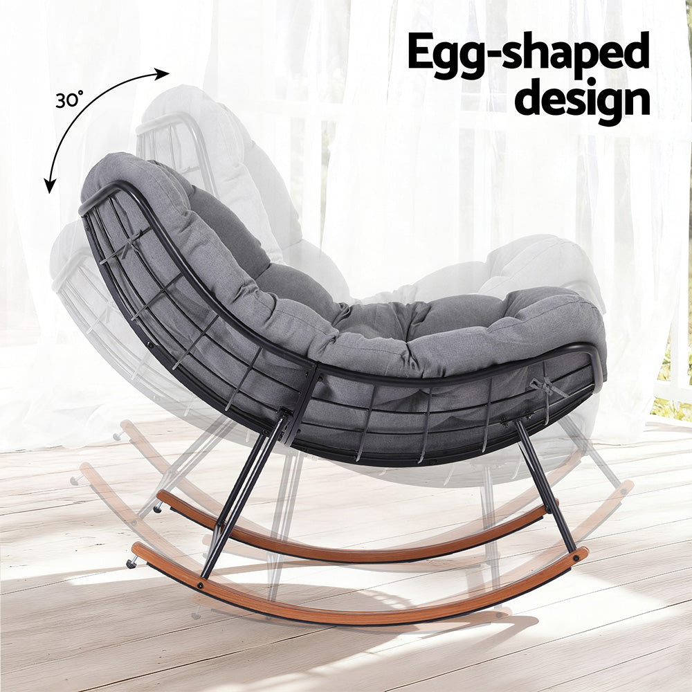 Outdoor Rocking Chair Furniture Papasan Recliner Garden Patio Lounge Setting