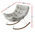 Papasan Rocking Chair with Cushion, Steel Frame & Wood‑Grain Base – Beige