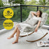 Papasan Rocking Chair with Cushion, Steel Frame & Wood‑Grain Base – Beige