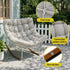 Papasan Rocking Chair with Cushion, Steel Frame & Wood‑Grain Base – Beige