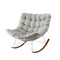 Papasan Rocking Chair with Cushion, Steel Frame & Wood‑Grain Base – Beige