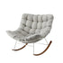Papasan Rocking Chair with Cushion, Steel Frame & Wood‑Grain Base – Beige