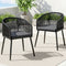 2PC Outdoor Dining Chairs Wicker Chair Patio Furniture Garden Steel Black