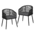 2PC Outdoor Dining Chairs Wicker Chair Patio Furniture Garden Steel Black