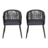 2PC Outdoor Dining Chairs Wicker Chair Patio Furniture Garden Steel Black