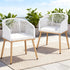 2PC Outdoor Dining Chairs Wicker Chair Patio Furniture Garden Steel White
