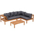 4 Pieces Outdoor Sofa Set 5-Seater Wooden Bench with Built-in Side Table