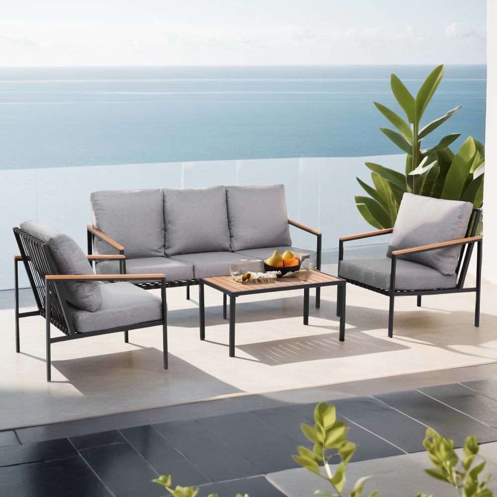 5 Seater Outdoor Sofa Set 4PCS Table Chair Garden Bench Patio Furniture