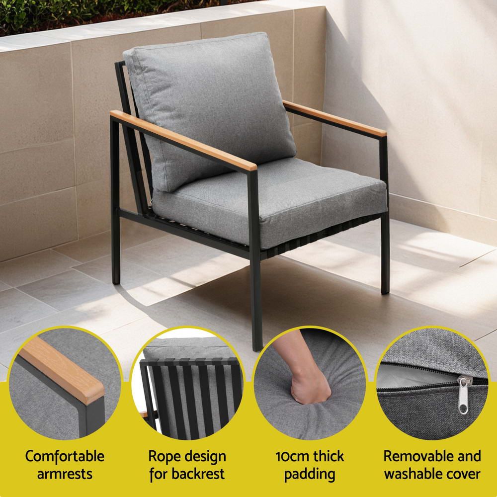 5 Seater Outdoor Sofa Set 4PCS Table Chair Garden Bench Patio Furniture