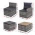 5 Pieces Outdoor Sofa Set 4-Seater Grey Rattan Patio Furniture Table and Chair Setting