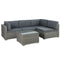 5-Piece Outdoor Rattan Sofa Set 4-Seater Wicker Lounge with Table Grey
