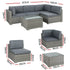 5-Piece Outdoor Rattan Sofa Set 4-Seater Wicker Lounge with Table Grey